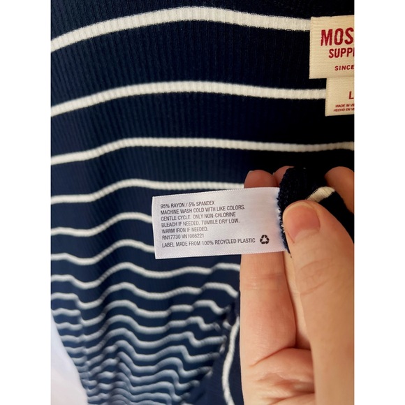 VGUC Navy & White Striped Tank Dress | Casual Adjustable Criss Cross Straps - Picture 5 of 6